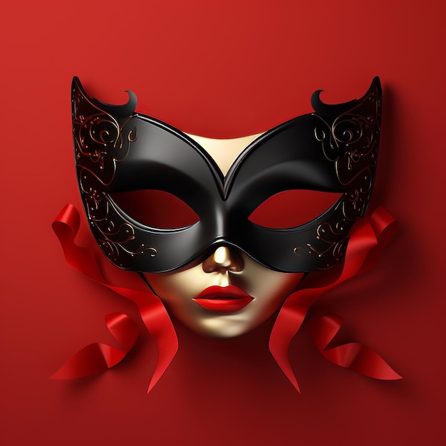 Mystique Minimalist Logo Design of Lips Mask for Black Masquerade Ball