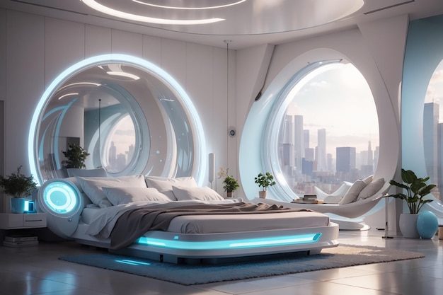 Nano Healing Hideaway Una camera da letto futuristica per la salute e il ringiovanimento