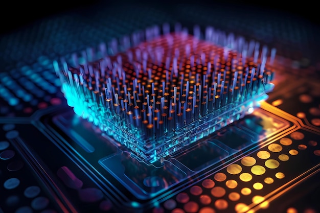 Nanotecnologia microchip chip board processor Tecnologia informatica futuristica della nanoelettronica