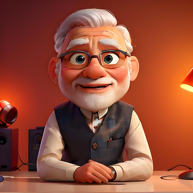 Narendra Modi personaggio in stile cartone animato 3D creato con Generative AI