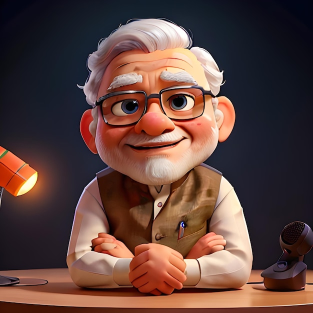 Narendra Modi personaggio in stile cartone animato 3D creato con Generative AI