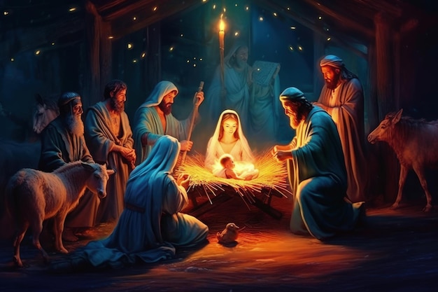 Nascita di gesù cristo nella notte di natale di betlemme