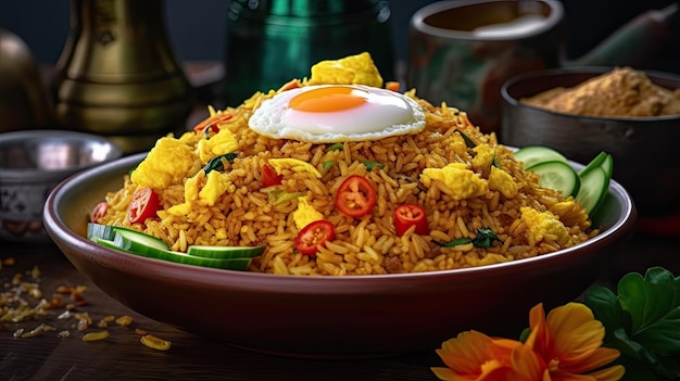 Nasi goreng un piatto di riso fritto del sud-est asiatico