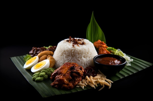 Nasi lemak su sfondo nero