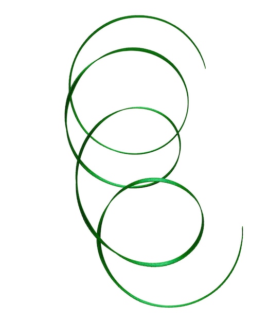 Nastro di raso lucido in colore verde isolato su sfondo bianco Immagine del nastro per il design decorativo