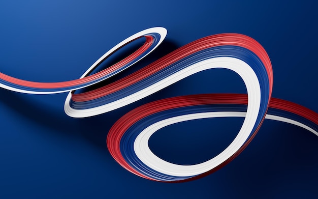Nastro o striscione ondulato con bandiera della Serbia Modello per il design del poster del giorno dell'indipendenza 3d