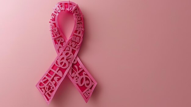 nastro rosa con disegno intricato per il mese di consapevolezza del cancro al seno concetto di supporto speranza e salute