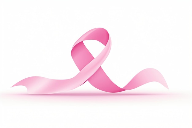 Nastro rosa del cancro mese di consapevolezza del cancro al seno su sfondo bianco