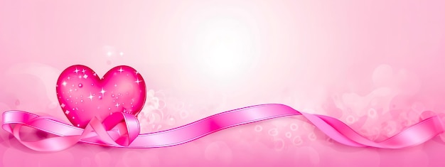 Nastro rosa e striscione a forma di cuore per la Giornata della sensibilizzazione sul cancro al seno realizzati con l'IA generativa