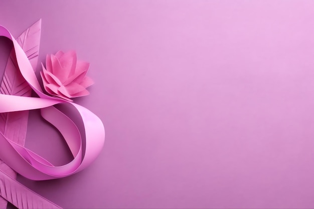 Nastro rosa o viola come simbolo di consapevolezza del cancro al seno o dell'epilessia e spazio per la copia Giornata mondiale del cancro