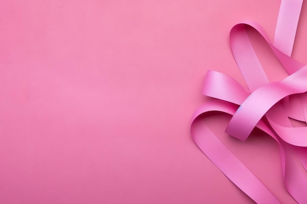 Nastro rosa o viola come simbolo di consapevolezza del cancro al seno o dell'epilessia e spazio per la copia Giornata mondiale del cancro