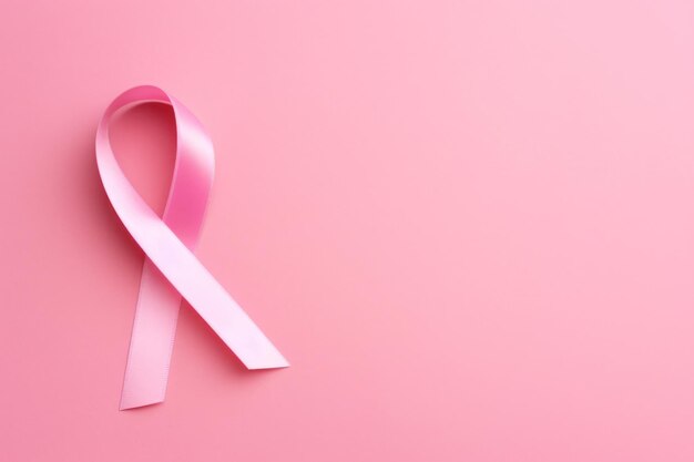 Nastro rosa per la consapevolezza del cancro sfondo rosa AI generativa