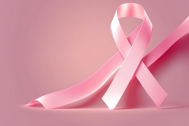 Nastro rosa realistico, simbolo di consapevolezza del cancro al seno