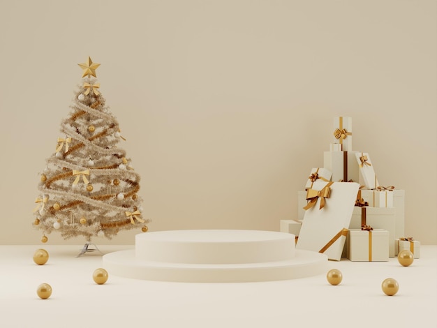 Natale 3D e felice anno nuovo per lo spettacolo di prodotti social media post banner modello sfondo pastello