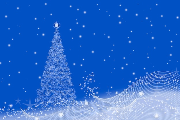 Natale con albero di Natale e su un blu.