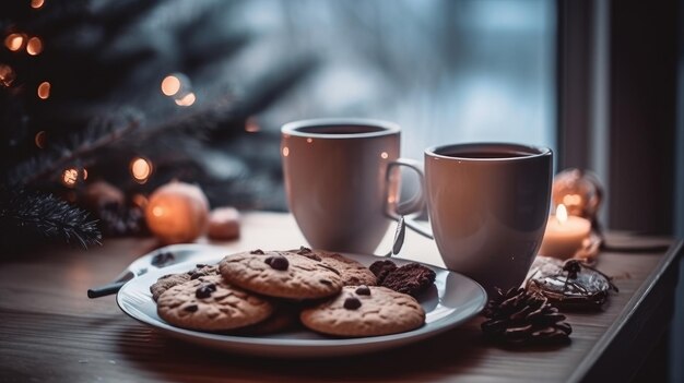 Natale con biscotti e cioccolata calda generati dall'intelligenza artificiale