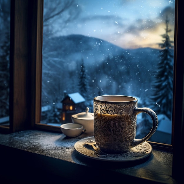 Natale con caffè Immagine di Natale neve