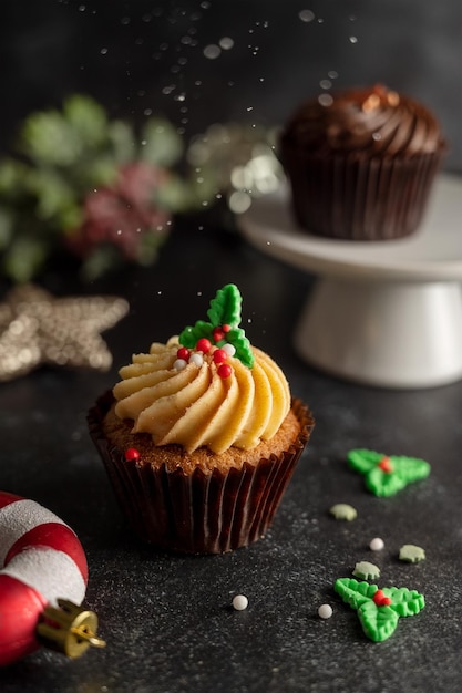 Natale Cupcakes Moody lifestyle sfondo stagionale cottura casalinga