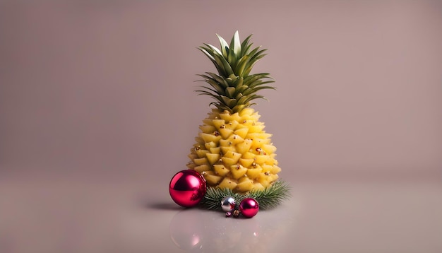 Natale fatto di ananas e decorazioni natalizie