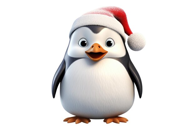 Natale Piccolo Pinguino carino su uno sfondo bianco AI generativa