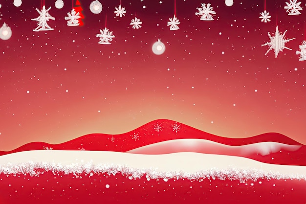 Natale rosso con sfondo di neve