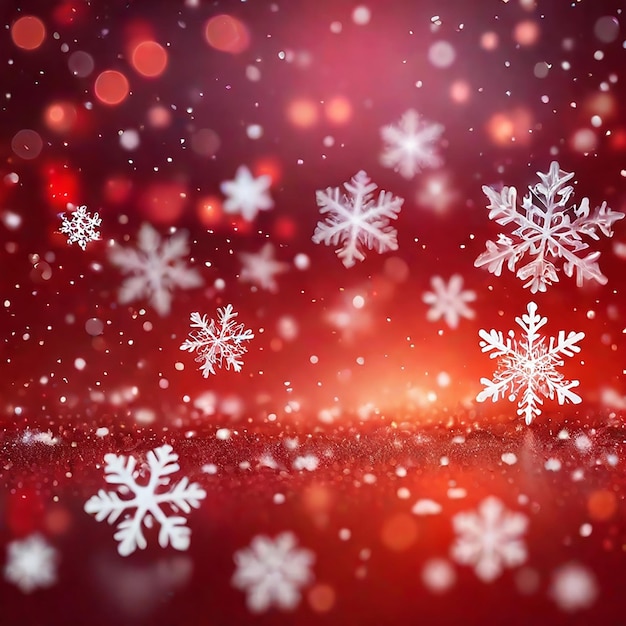 Natale sfocato sullo sfondo di complessi sfocati grossi e piccoli fiocchi di neve che cadono generati dall'IA