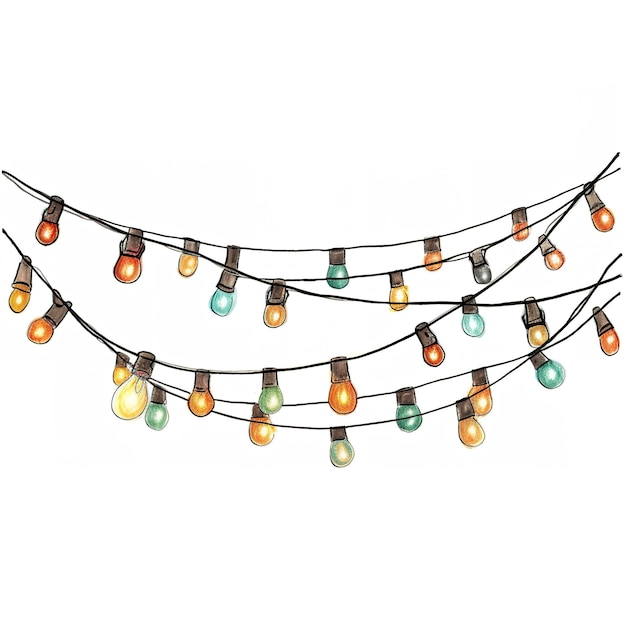 Natale String Lights acquerello clipart
