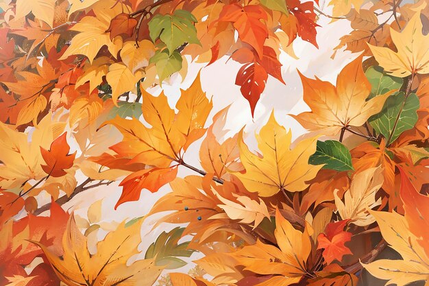 Natura astratta dipinta con sfondo di foglie autunnali dell'acquerello