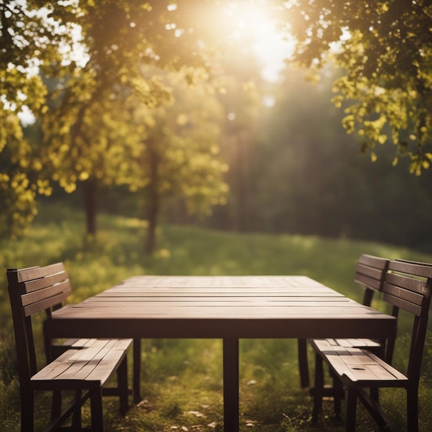 Natura con sfondo di tavolo e sedia vuoti