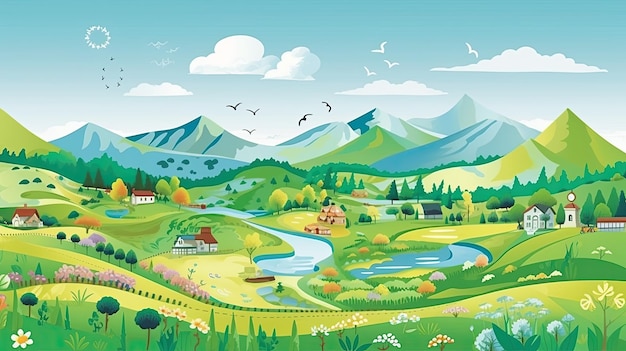 natura e paesaggio illustrazione vettoriale di alberi