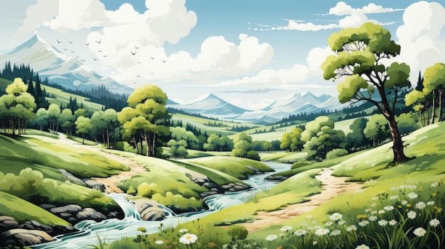 natura e paesaggio illustrazione vettoriale di alberi