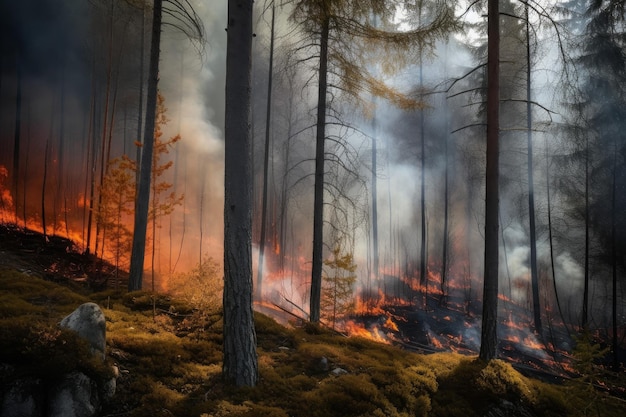 Natura fuoco foresta pericolo fumo disastro