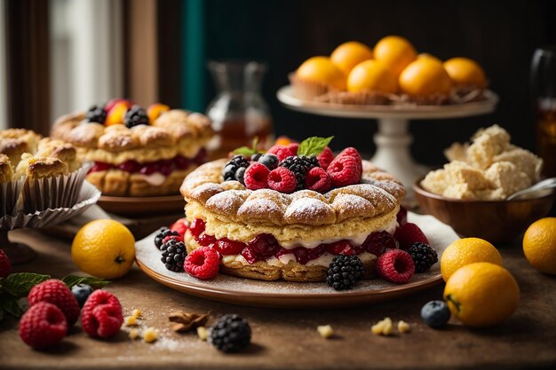 Natura morta di deliziosa pasticceria