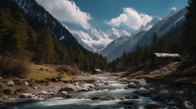 Natura serena Lago tranquillo immerso nella valle della foresta