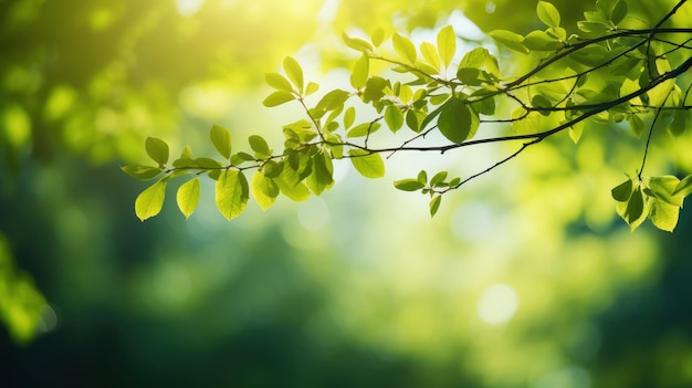 Natura verde sullo sfondo sfocato Natura bella come carta da parati primaverile Generative Ai