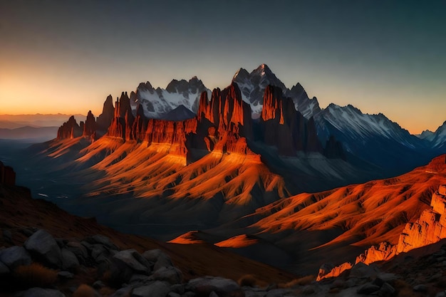 Nature Mountain mostra colori radiosi al tramonto