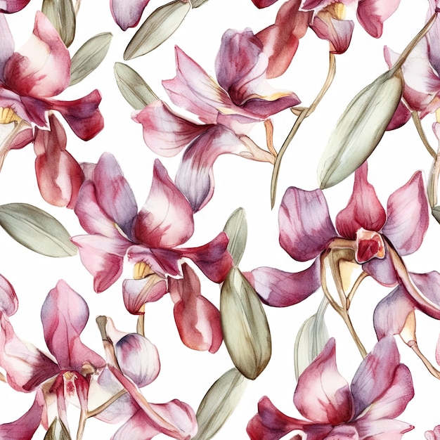 Nature orchid flower pattern design line arts Disegno del contorno disegnato a mano per banner e invito con copertina stampata in tessuto