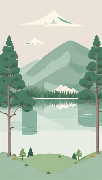 Nature's Haven Un lago sereno immerso tra imponenti montagne e alberi rigogliosi