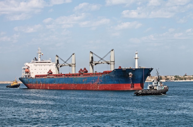 Nave da carico che naviga nel mare