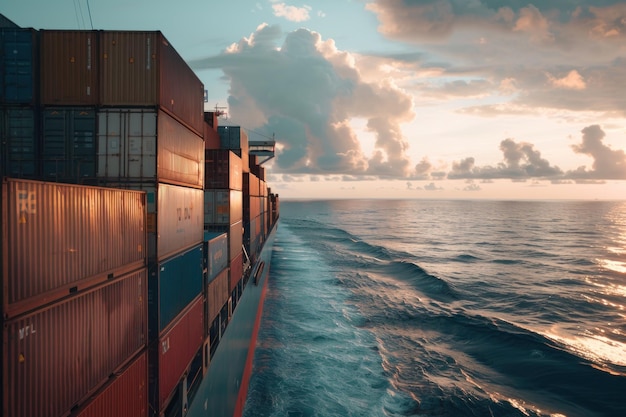 nave da carico che trasporta container in mare