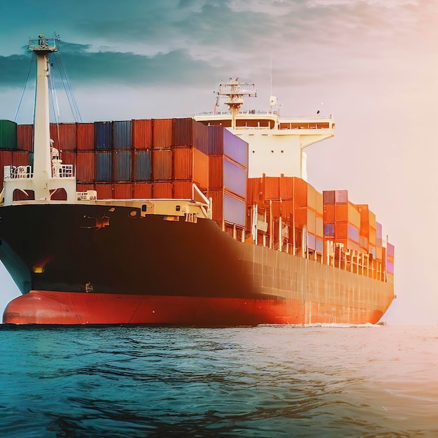 Nave da carico container internazionale nel porto Trasporto merci spedizione