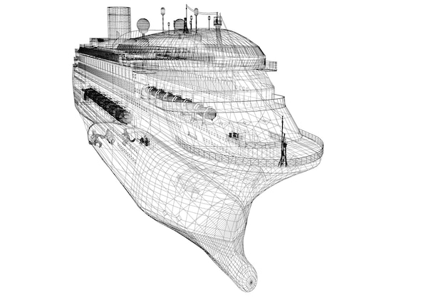 Nave da crociera, nave, struttura del corpo, modello di filo