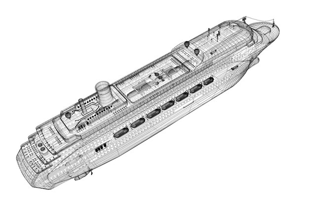 Nave da crociera, nave, struttura del corpo, modello di filo