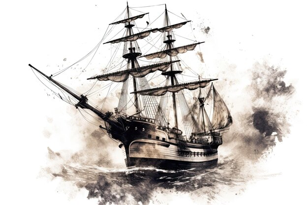 Nave dei pirati isolata su priorità bassa bianca