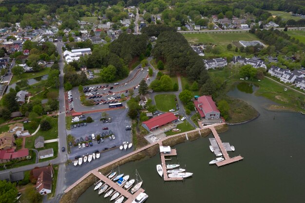 Navi al porto di St. Michaels Maryland chespeake bay panorama vista aerea