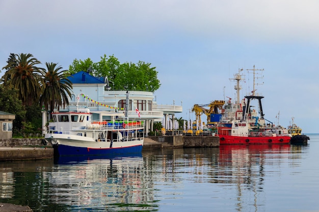 Navi da carico nel porto marittimo di Batumi, Georgia