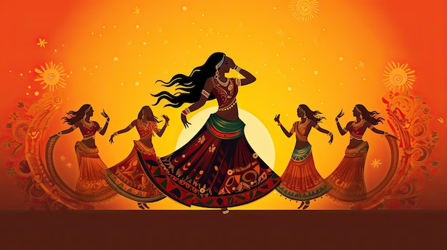 Navratri festival indiano di garba illustrazione vettoriale del design