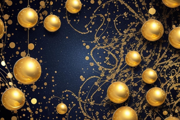 Navy Blue Gold Festive Particle Background con Golden Light Shine Bokeh e Luxurious Foil Texture