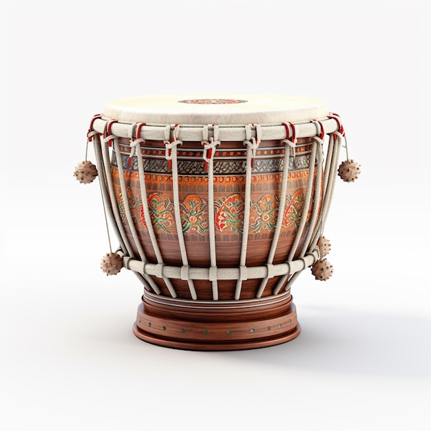 Ndian Tabla Drum Dholki su sfondo bianco