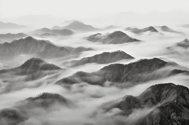 Nebbia foschia e montagne AI generative